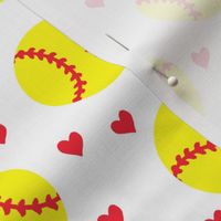 softballs and hearts - white - LAD20
