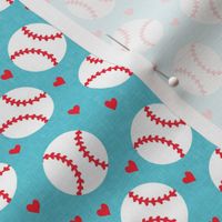 (small scale) baseballs and hearts - blue - LAD20