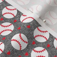 (small scale) baseballs and hearts - grey - LAD20