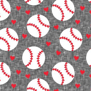 baseballs and hearts - grey - LAD20