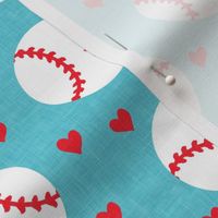 baseballs and hearts - blue - LAD20
