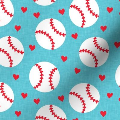 baseballs and hearts - blue - LAD20