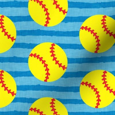 softballs - blue stripes  - LAD20