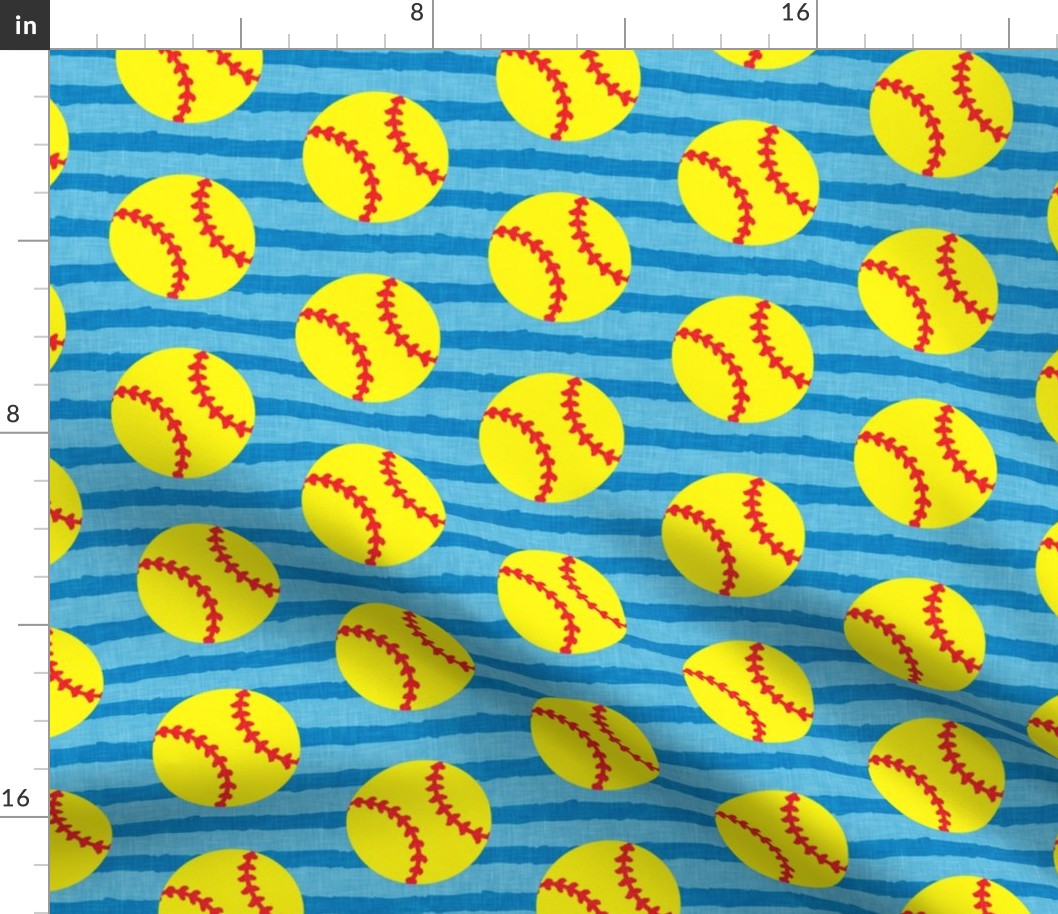 softballs - blue stripes  - LAD20