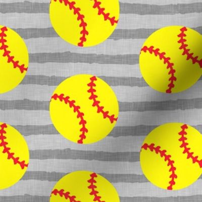 softballs - grey stripes  - LAD20