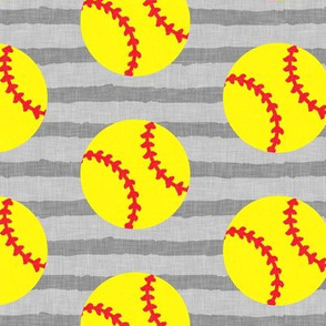 softballs - grey stripes  - LAD20