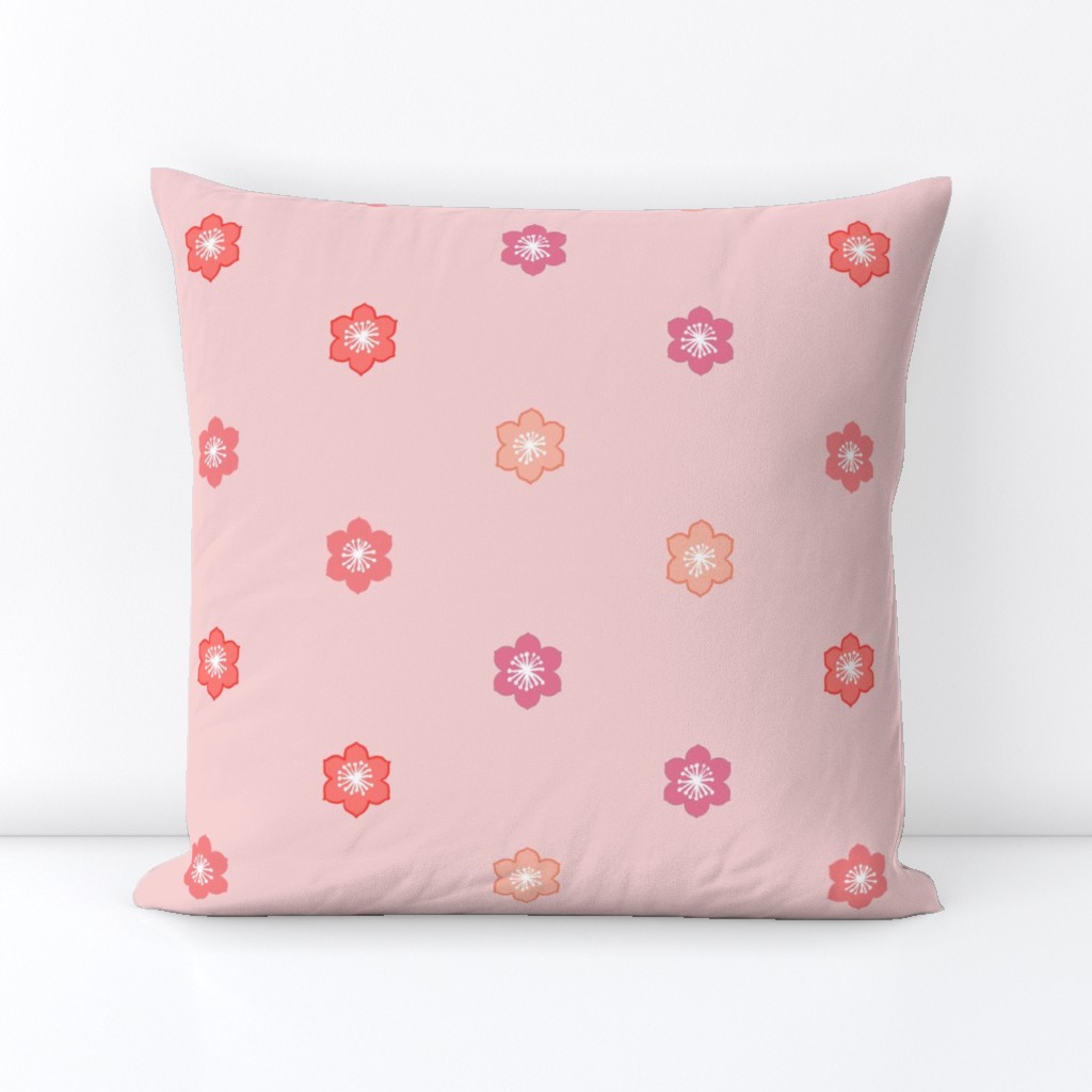 Japanese Cherry Blossoms on Shell Pink