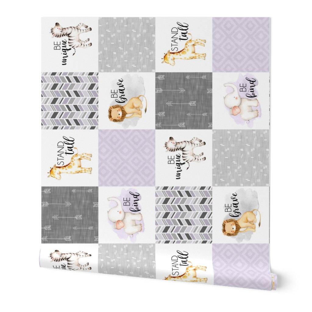 3 inch Safari//Lilac - Wholecloth Cheater Quilt - Rotated