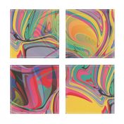 trippy boho hippie colorful rainbow swirls abstract, red pink yellow green blue lavender orange