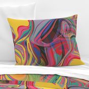 trippy boho hippie colorful rainbow swirls abstract, red pink yellow green blue lavender orange