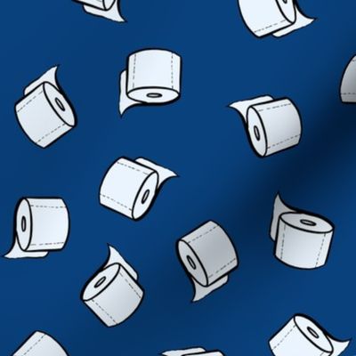 Toilet paper tissue roll on classic blue
