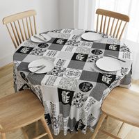 MomLife//Chocolate//grey&black - wholecloth cheater quilt - rotated