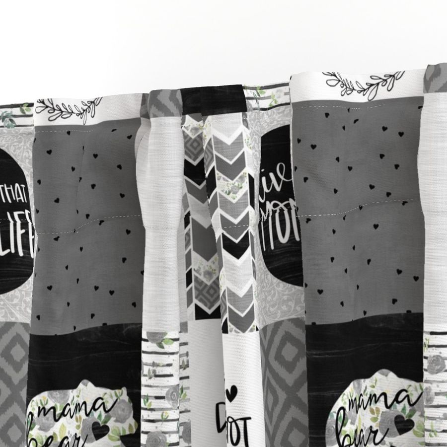 MomLife//Good Heart//grey&black - wholecloth cheater quilt