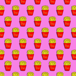 fries on pink