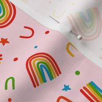 Rainbow Doodles on pink