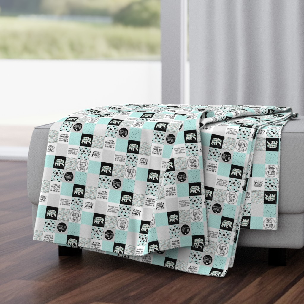 1.5 Inch MomLife//Wine//Mint - Wholecloth Cheater Quilt