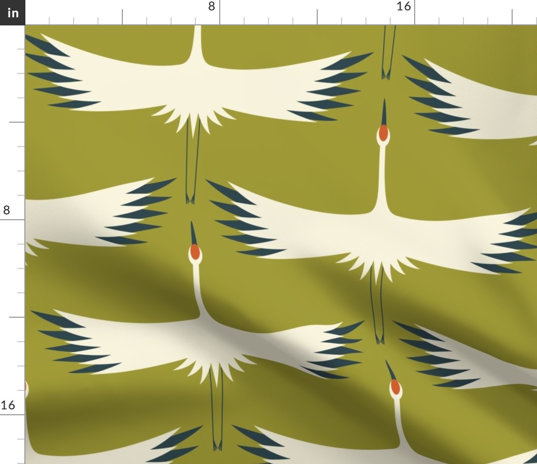 Whooping Crane Migration - Golden Lime 12" wingspan