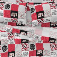 MomLife//Coffee//Red - Wholecloth Cheater Quilt