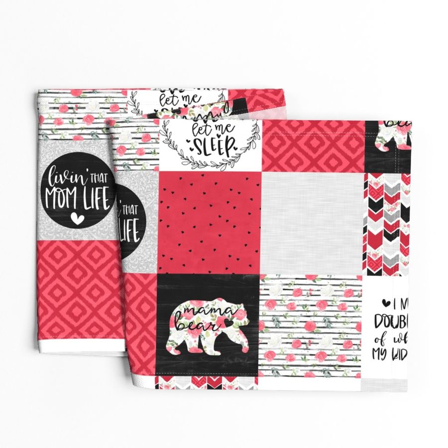 MomLife//Naps//Red - Wholecloth Cheater Quilt - Rotated