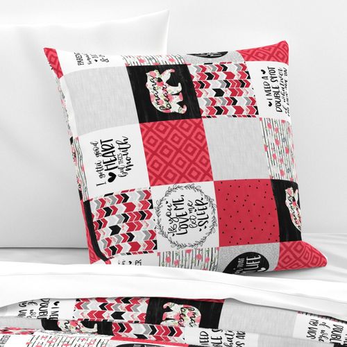 MomLife//Good Heart//Red - Wholecloth Cheater Quilt - Rotated