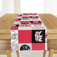 MomLife//Chocolate//Red - Wholecloth Cheater Quilt - Rotated