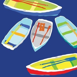 Rowboats on blue