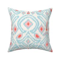 ikat flower/blush coral light blue/jumbo