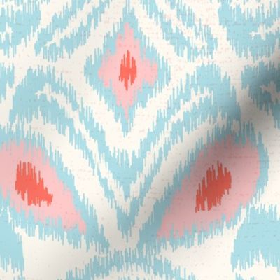 ikat flower/blush coral light blue/jumbo