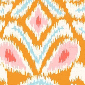 ikat flower/mustard blush coral/jumbo