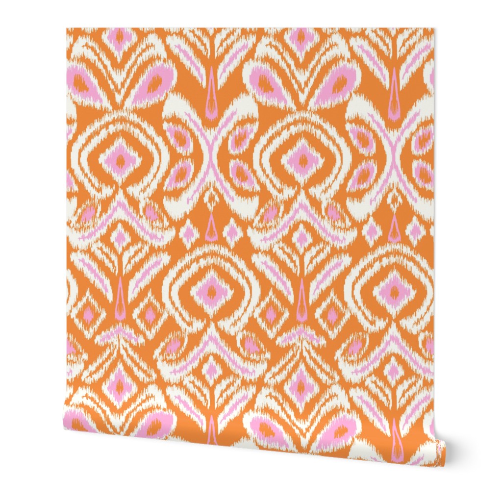 ikat flower/pink and orange/jumbo