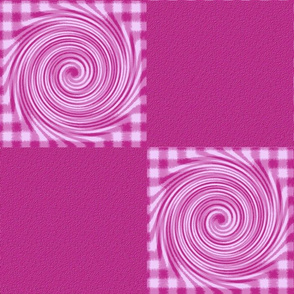 HCF33 -  Cheater Quilt in Blocks of Peppermint Pink Swirls and Digital Magenta Texture