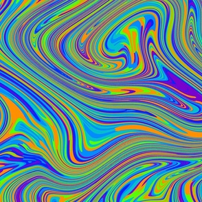 Galactic Swirl  - Blue, Green, Orange