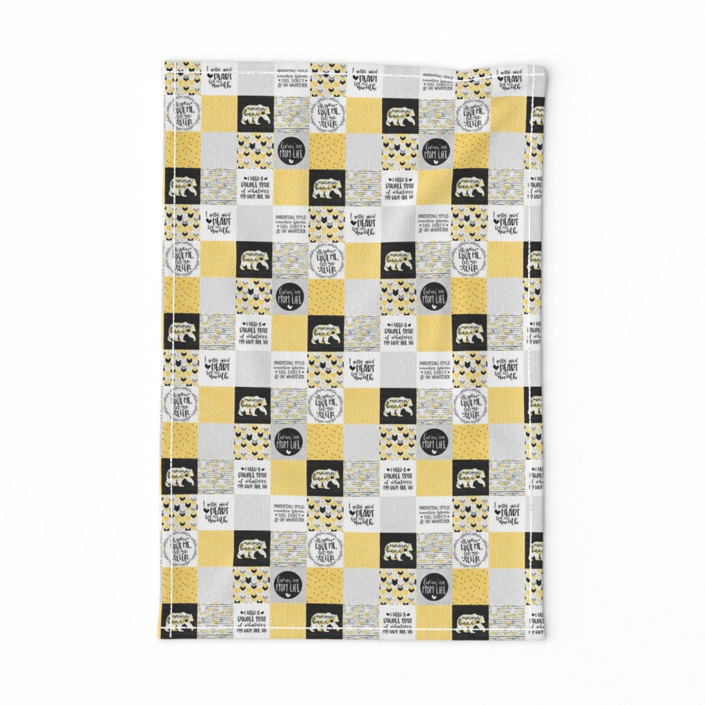 1.5 inch MomLife//Good Heart//Yellow - Wholecloth Cheater Quilt