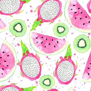 Watermelon, Dragon Fruit and Kiwi Fruit