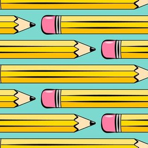 (large scale) pencils - number 2 pencil - school supplies - aqua - LAD20