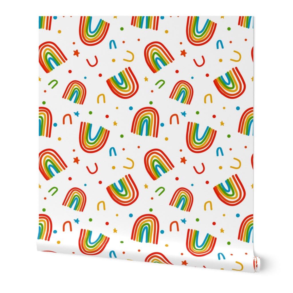 Large Rainbow Doodles on white