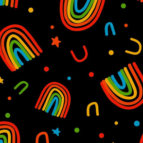 Large Rainbow Doodles on black