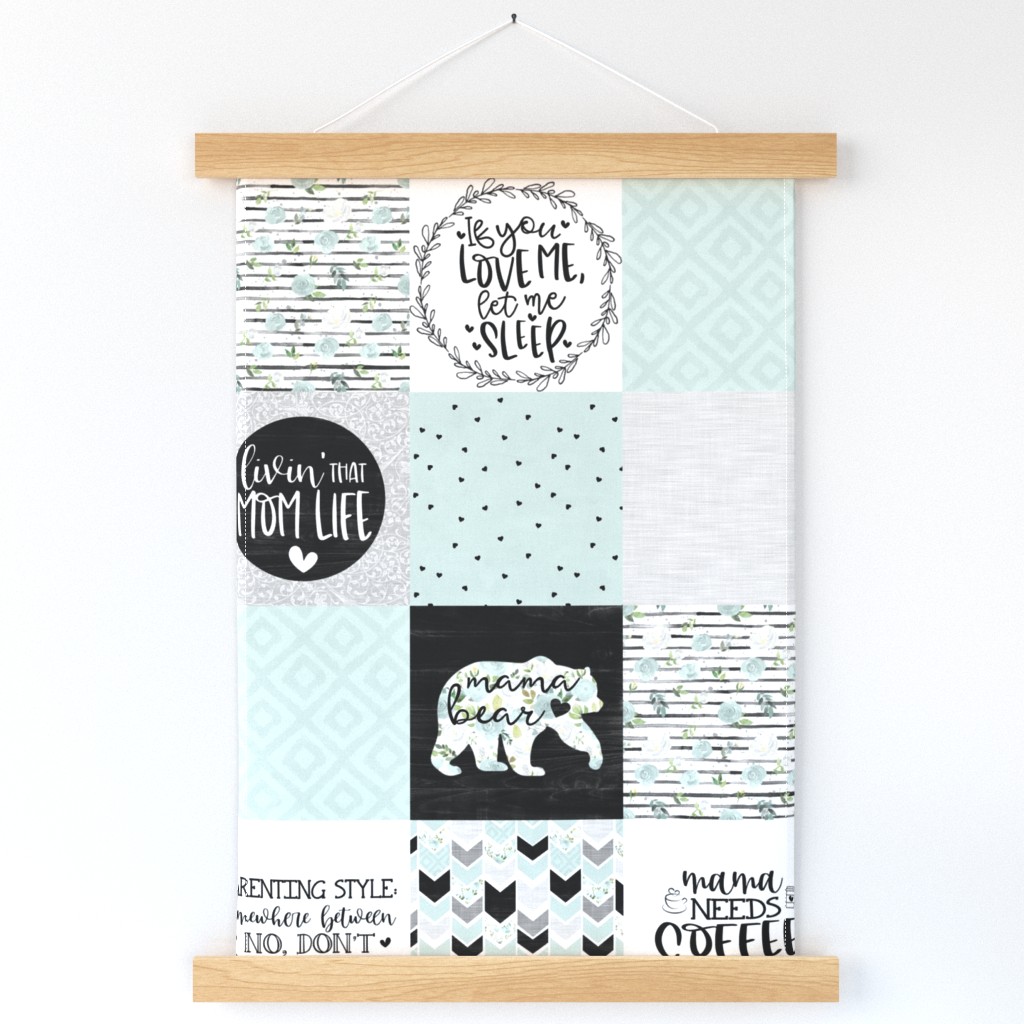 MomLife//Coffee//Soft Mint - Wholecloth Cheater Quilt