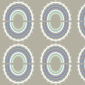 Grey, Green retro rainbow circles