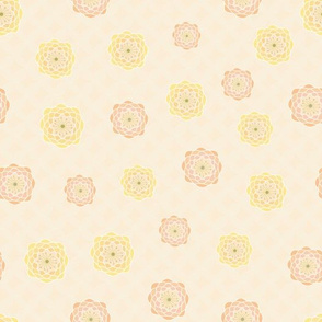 Ditsy Floral in Orange and Yellow on Peach