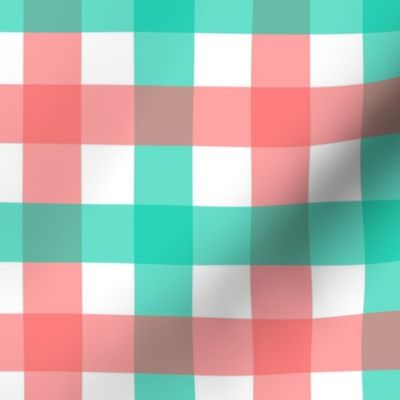 Gingham - Coral and Mint, Medium