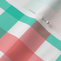 Gingham - Coral and Mint, Medium
