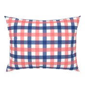 Gingham - Navy and Coral, Medium