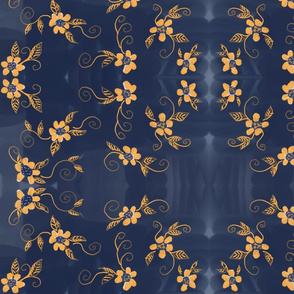 Yellow flowers on navy