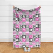 Softball Mom - Softball wholecloth - patchwork sports - pink and grey (90) - LAD20