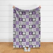 Softball patchwork - fastpitch  wholecloth - sports -  grey and purple - LAD20