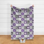 Eat Sleep Softball - softball patchwork - heart softball - fast pitch wholecloth - purple - LAD20