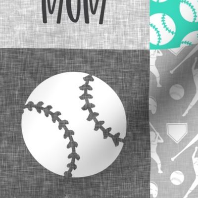 Softball Mom - Softball wholecloth - patchwork sports - teal and grey - LAD20
