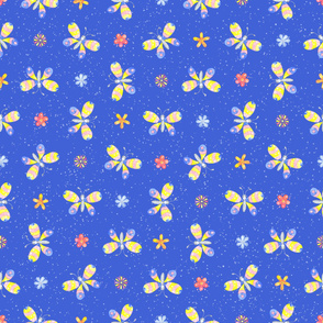 Butterfly Pattern Blue Background