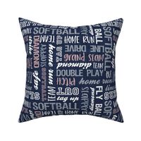 all things softball - softball typography - multi on blue - LAD20